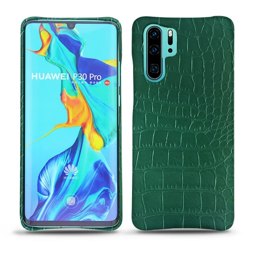 Custodia in pelle Huawei P30 ProCrocodile pino ( Pantone #173F35 ) 