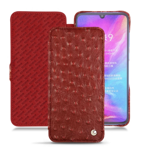 Custodia in pelle di lusso e guscio per Xiaomi Mi 9Autruche ciliegia ( Pantone #a4343a ) 