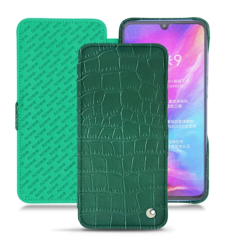 Luxuriöse Ledertasche und Schale für Xiaomi Mi 9Crocodile pino ( Pantone #173F35 ) 