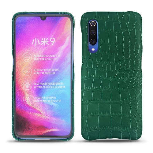Funda de piel Xiaomi Mi 9Crocodile pino ( Pantone #173F35 ) 