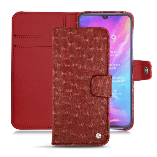 Xiaomi Mi 9 leather caseAutruche ciliegia ( Pantone #a4343a ) 