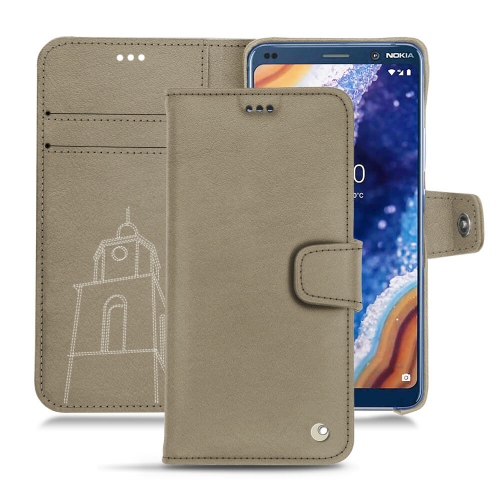 Lederschutzhülle Nokia 9 PureView Tradition BDarboun sabla ( Pantone #BCB1A1 )