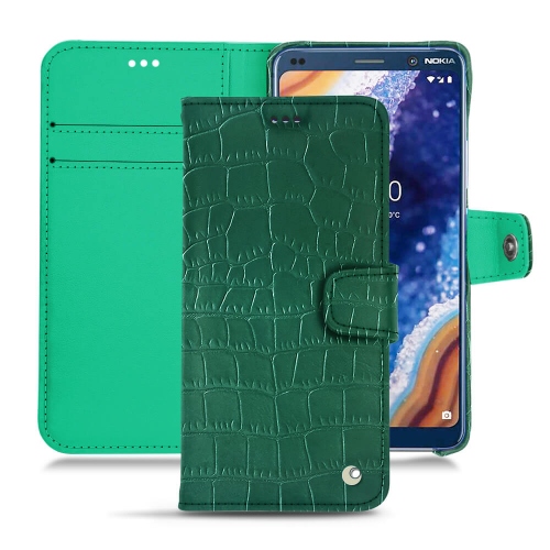 Capa em pele Nokia 9 PureView Tradition BCrocodile pino ( Pantone #173F35 ) 