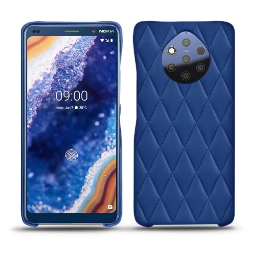 Protections Haute Couture en cuir pour Nokia 9 PureView par NoreveBleu océan - Couture ( Nappa - Pantone #15458a) 