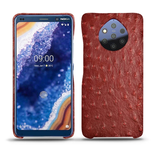 Funda de piel Nokia 9 PureViewAutruche ciliegia ( Pantone #a4343a ) 