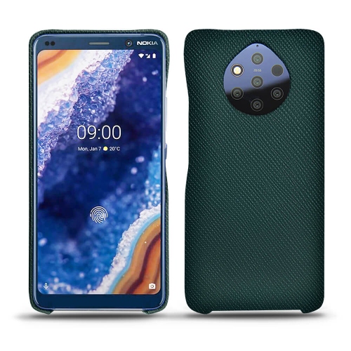 Protections Haute Couture en cuir pour Nokia 9 PureView par NoreveVert séduisant ( Pantone #1d3c34 ) 