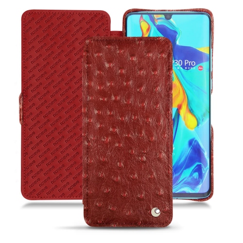 Funda de piel Huawei P30 ProAutruche ciliegia ( Pantone #a4343a ) 
