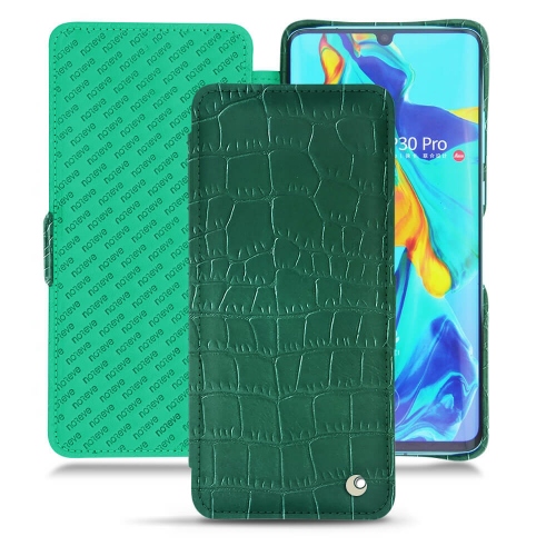 Custodia in pelle Huawei P30 ProCrocodile pino ( Pantone #173F35 ) 