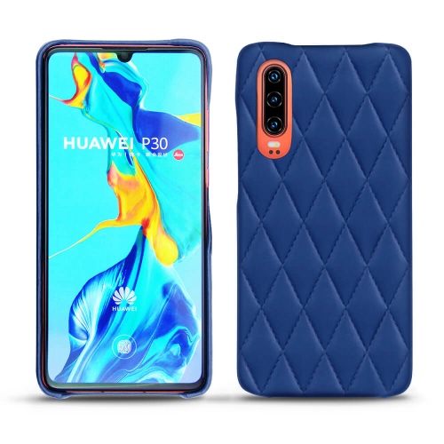 Protections cuir - étui, coque, housse - pour Huawei P30Bleu océan - Couture ( Nappa - Pantone #15458a) 