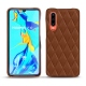 Coque cuir Huawei P30 - Marron - Couture ( Nappa - Pantone 1615C ) 
