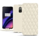 Housse cuir OnePlus 6T - Blanc - Couture ( Bologna - White ) 