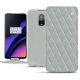 Custodia in pelle OnePlus 6T - Gris - Couture ( Nappa - Pantone W428C ) 