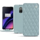 Housse cuir OnePlus 6T - Bleu ciel - Couture ( Nappa - Pantone 277C ) 