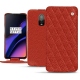 Housse cuir OnePlus 6T - Papaye - Couture ( Pantone 180C ) 