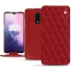 Housse cuir OnePlus 7 - Rouge - Couture ( Nappa - Pantone 199C ) 