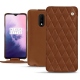 Capa em pele OnePlus 7 - Marron - Couture ( Nappa - Pantone 1615C ) 