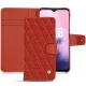 Funda de piel OnePlus 7 - Papaye - Couture ( Pantone 180C ) 