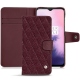 Funda de piel OnePlus 7 - Lie de vin - Couture ( Pantone 5115C ) 