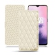 OnePlus 7 leather case - Blanc - Couture ( Bologna - White ) 