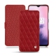 Housse cuir OnePlus 7 - Rouge - Couture ( Nappa - Pantone 199C ) 