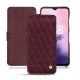 Capa em pele OnePlus 7 - Lie de vin - Couture ( Pantone 5115C ) 