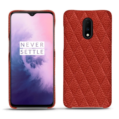 Oneplus 7 - Housses cuir chics et élégantes Papaye - Couture ( Pantone #b54317 ) 