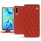 Housse cuir Huawei P30 - Papaye - Couture ( Pantone 180C ) 