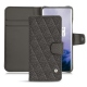 가죽 커버 OnePlus 7 Pro - Anthracite - Couture ( Pantone 424C ) 