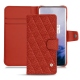 Housse cuir OnePlus 7 Pro - Papaye - Couture ( Pantone 180C ) 