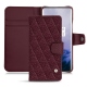 가죽 커버 OnePlus 7 Pro - Lie de vin - Couture ( Pantone 5115C ) 