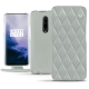 OnePlus 7 Pro leather case - Gris - Couture ( Nappa - Pantone W428C ) 