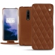 Funda de piel OnePlus 7 Pro - Marron - Couture ( Nappa - Pantone 1615C ) 