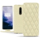 가죽 커버 OnePlus 7 Pro - Ivoire - Couture ( Sleek P C12 - White ) 