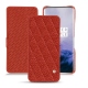 Lederschutzhülle OnePlus 7 Pro - Papaye - Couture ( Pantone 180C ) 
