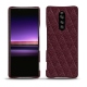 Sony Xperia 1 leather cover - Lie de vin - Couture ( Pantone 5115C ) 