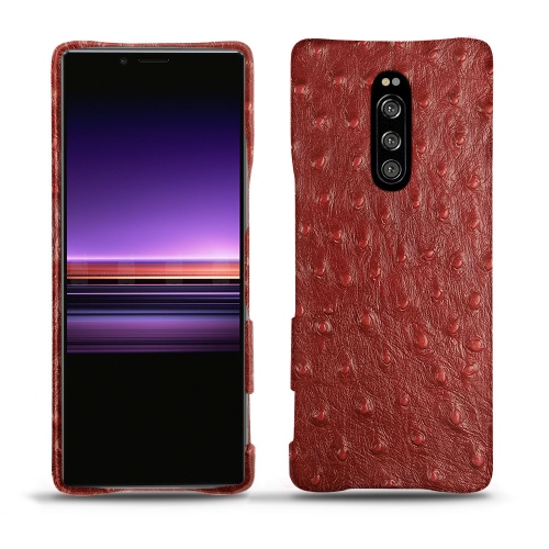 Sony Xperia 1 leather caseAutruche ciliegia ( Pantone #a4343a ) 