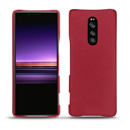 Capa em pele Sony Xperia 1Rouge passion ( Pantone #a6192e ) 