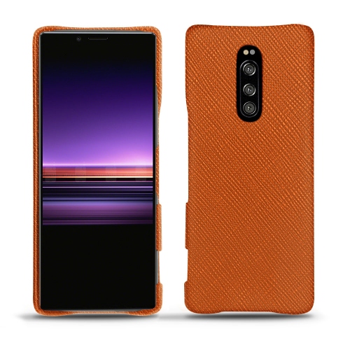 Sony Xperia 1 leather caseOrange vibrant ( Pantone #e36b39 ) 