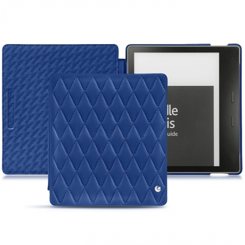 レザーケース Amazon Kindle Oasis (2019)Bleu océan - Couture ( Nappa - Pantone #15458a) 
