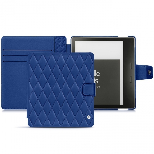 レザーケース Amazon Kindle Oasis (2019)Bleu océan - Couture ( Nappa - Pantone #15458a) 