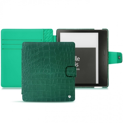 Amazon Kindle Oasis (2019) leather caseCrocodile pino ( Pantone #173F35 ) 