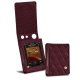 Housse cuir Cowon Plenue D2 - Lie de vin - Couture ( Pantone 5115C ) 