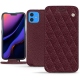 가죽 커버 Apple iPhone 11 - Lie de vin - Couture ( Pantone 5115C ) 