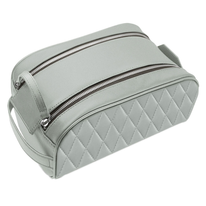 Trousse da toilette - Gris - Couture ( Nappa - Pantone W428C ) 