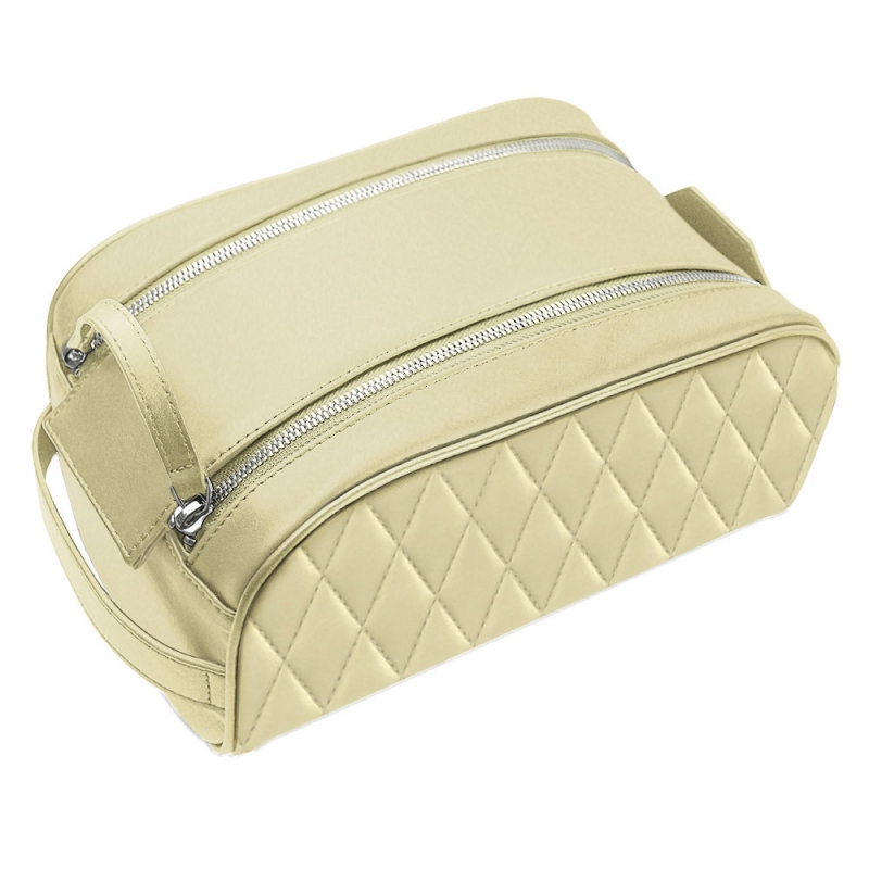 Trousse de toilette - Beige - Couture ( Nappa - Pantone 7502C ) 