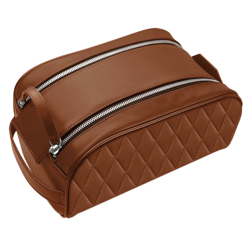 Neceser - Marron - Couture ( Nappa - Pantone 1615C ) 