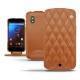 レザーケース LG Google Nexus 4  - Marron - Couture ( Nappa - Pantone 1615C ) 