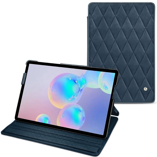 Samsung Galaxy Tab S6 leather caseJean vintage - Couture ( Pantone #2f414f  ) 