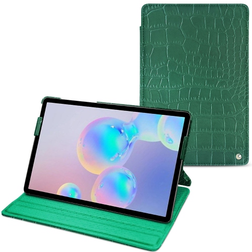 가죽 커버 Samsung Galaxy Tab S6Crocodile pino ( Pantone #173F35 ) 