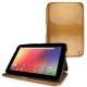レザーケース Samsung Google Nexus 10  - Or Maïa ( Bologna Hi Gloss Metallic - Pantone 871C ) 